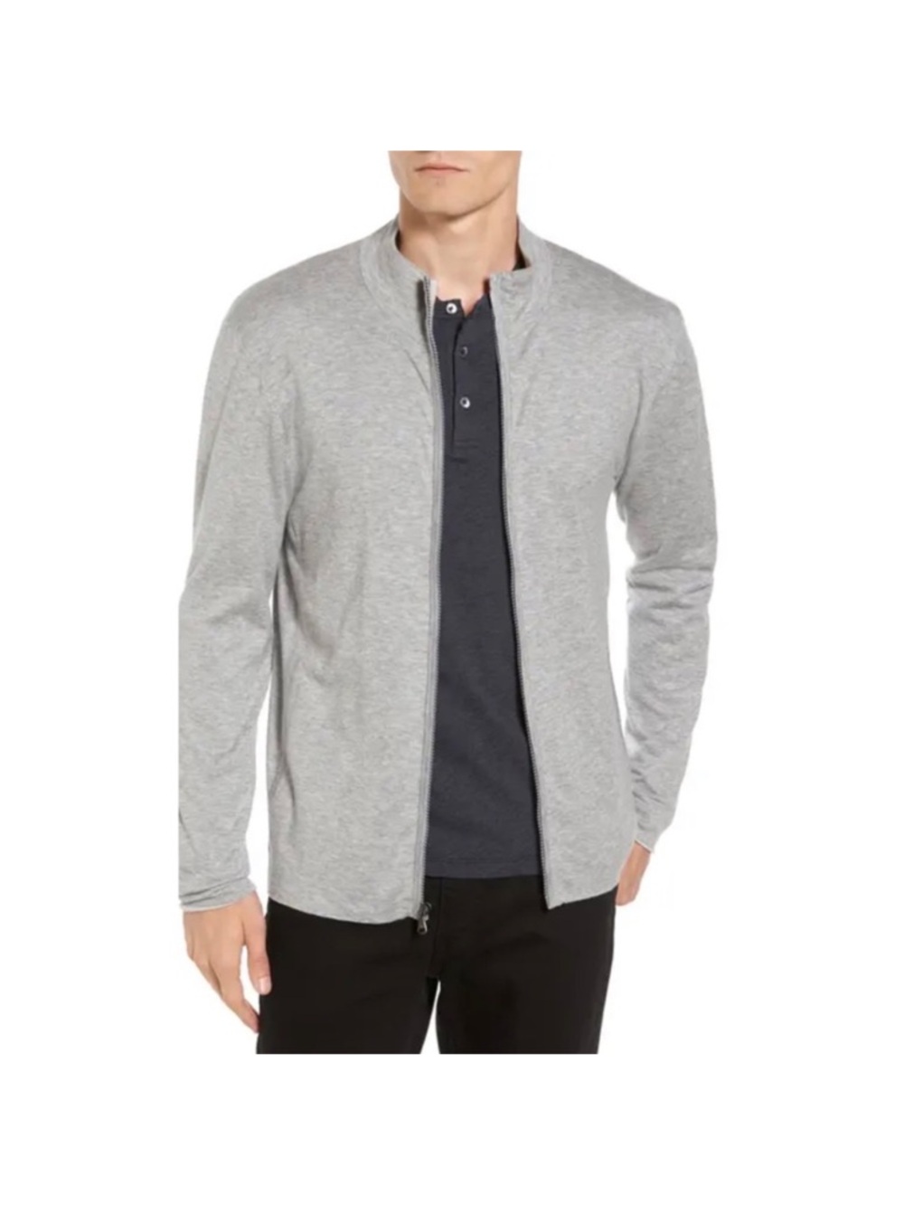 James Perse 100% Cotton Cozy Full Zip Sweater in Gray Size 4 or XL